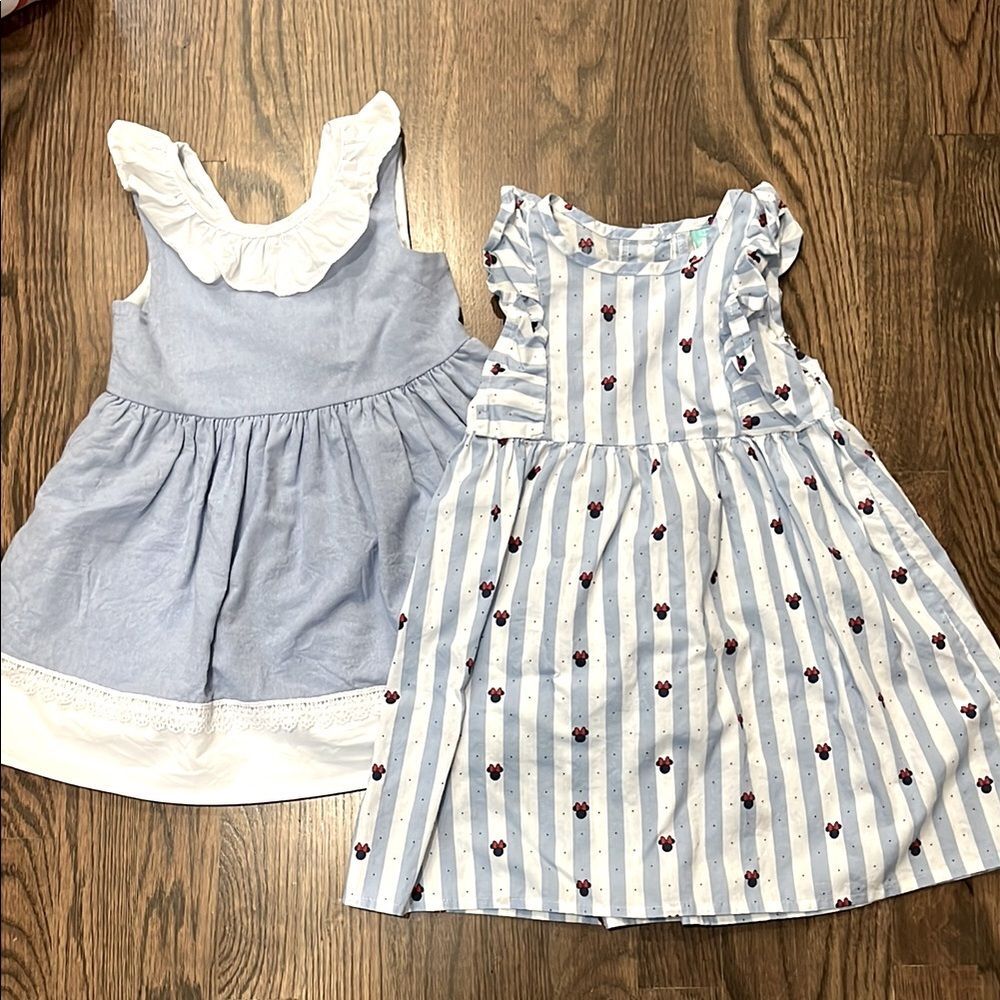 Blue and White 24 Month Girls Dress Mickey Mouse & Bow Back